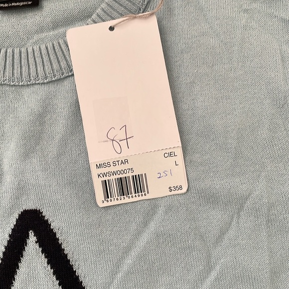 NEW | Zadig & Voltaire Miss Star Crewneck Cotton Sweater Ciel Stone Blue Large - Picture 9 of 12